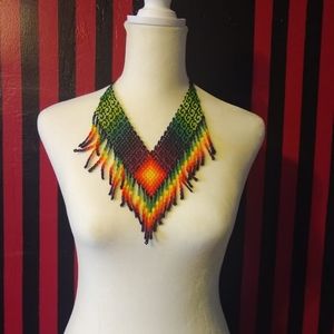 This is a beaded necklace